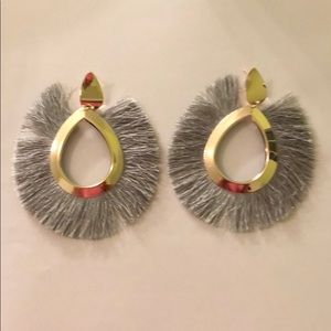Grey Silver Fringe Earrings